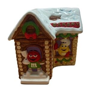 M&M’s Bakery Christmas Cookie Jar Log Cabin Cottage